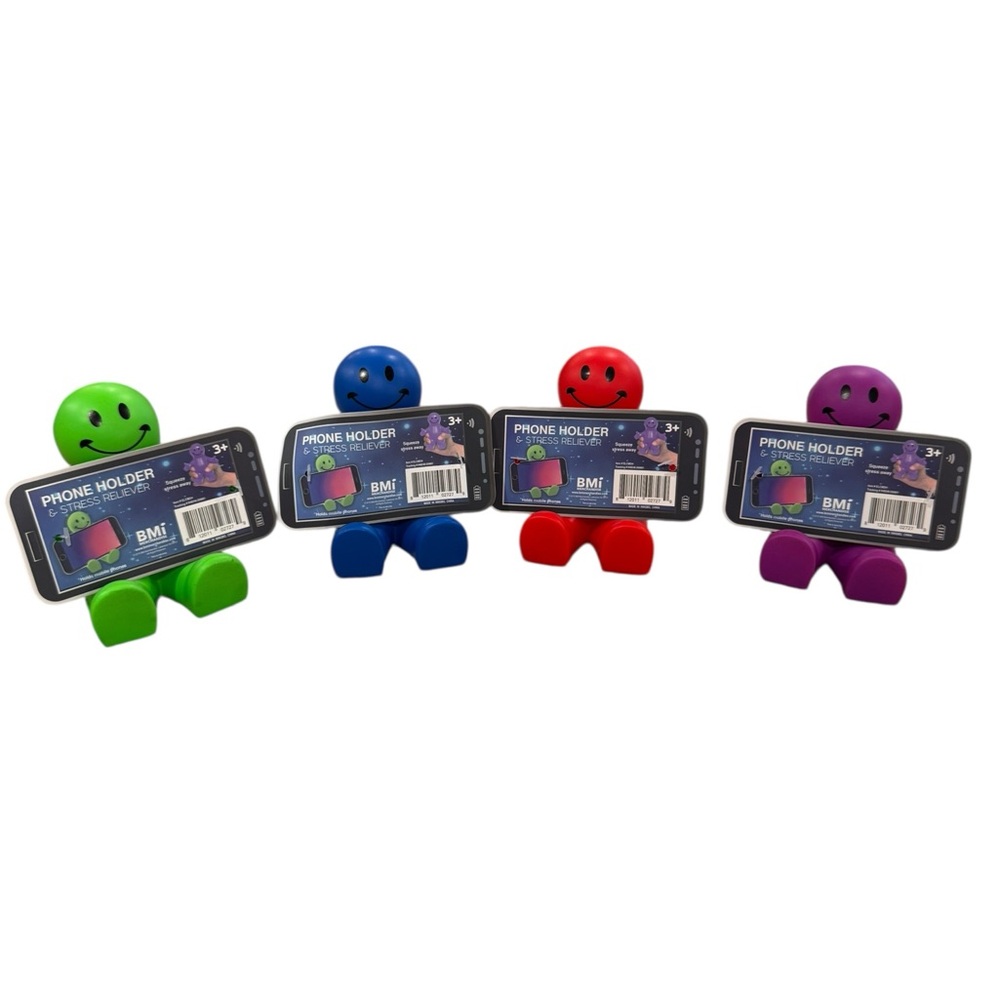 Colorful Smiley Phone Holder - Green, Blue, Red, Purple